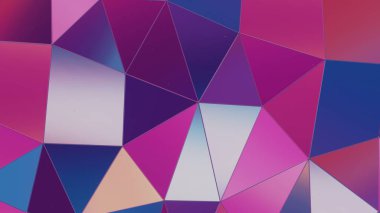 Düşük poli, holografik arkaplan içeren soyut 3D canlandırma, görsel olarak çekici ve geleceksel bir sahne oluşturur