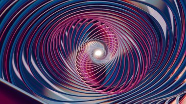 Çeşitli renklerde 3 boyutlu holografik girdap ve büyüleyici bir döngü animasyonu, büyüleyici ve canlı bir görsel deneyim sunuyor.