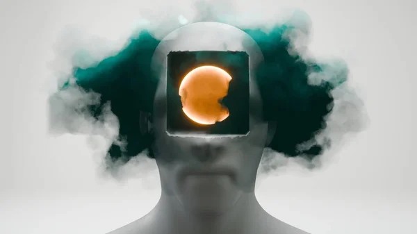 Abstract Head Hole Featuring Clouds Symbolizing Blend Human Mind Ethereal Royalty Free Stock Images