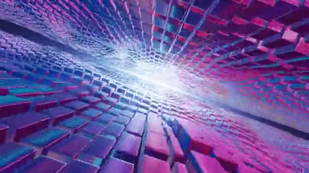 銀河キューブの3D抽象的なSf 宇宙のイメージと未来的なデザインをメッセージングシーケンスで組み合わせる — ストック動画