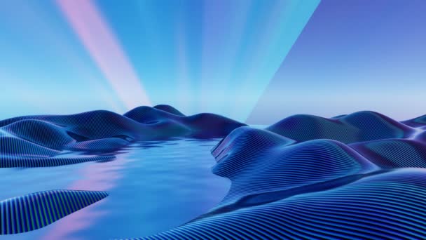 Splendidi Paesaggi Astratti Con Dune Montane Desertiche Sotto Uno Strano — Video Stock