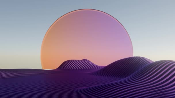 Minimalistische Animation Mit Retro Wellen Atmosphäre Pastellfarben Geometrischen Formen Und — Stockvideo