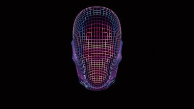 soyut, renkli yüz tarayıcısı ile çeşitli parlak renklerde dönen bir ekran