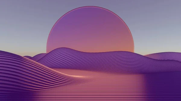 3D minimalist animation with a retro wave vibe, featuring pastel colors, geometric shapes, and a futuristic, nostalgic atmosphere