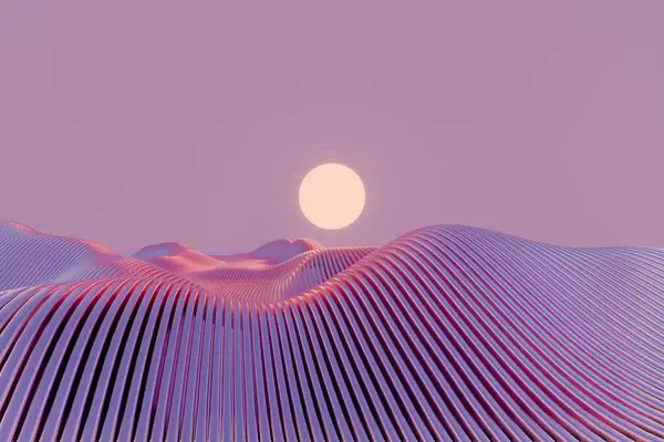3D minimalist animation with a retro wave vibe, featuring pastel colors, geometric shapes, and a futuristic, nostalgic atmosphere.