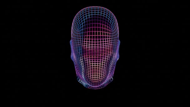 Denna Abstrakta Färgstarka Intelligens Ansikte Scanner Har Skärm Som Cyklar — Stockvideo