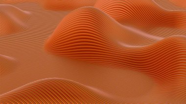 Bu 3 boyutlu resim, geçmişe dönük dalgaların minimalist bir tasarımını içeriyor, parlak ve nostaljik bir estetik sunuyor..