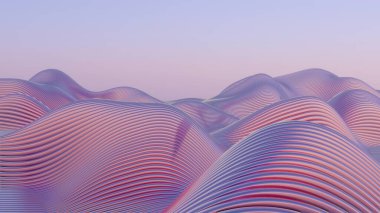 Bu 3 boyutlu resim, geçmişe dönük dalgaların minimalist bir tasarımını içeriyor, parlak ve nostaljik bir estetik sunuyor..