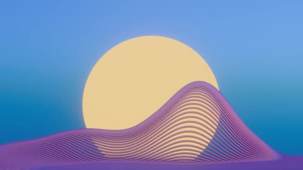 Animasi Ini Memiliki Desain Minimalis Gelombang Retro Dengan Matahari Menawarkan — Stok Video