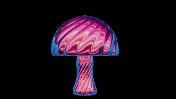 Holographic Mushroom Design Embodies Minimalist Retro Style Featuring Sleek Lines — Stock Video