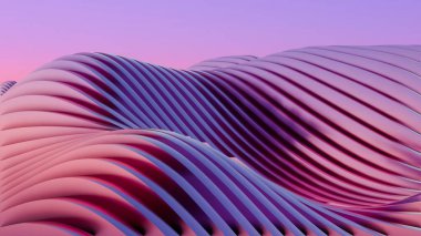 Bu peyzaj resmi, modern estetik ve nostaljik elementlerin bir karışımını sunan, güneşli retro dalgaların minimalist bir tasarımını içerir..