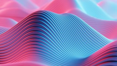 Bu büyüleyici görüntü, canlı kırmızı ve mavi ışıklarla aydınlatılan ve nostaljik ama geleceksel bir atmosferi çağrıştıran bir retro dalga manzarasını yansıtıyor..