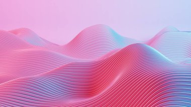 Bu büyüleyici görüntü, canlı kırmızı ve mavi ışıklarla aydınlatılan ve nostaljik ama geleceksel bir atmosferi çağrıştıran bir retro dalga manzarasını yansıtıyor..