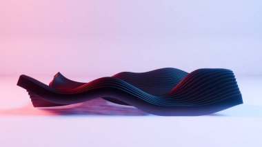 Bu büyüleyici görüntü, canlı kırmızı ve mavi ışıklarla aydınlatılan ve nostaljik ama geleceksel bir atmosferi çağrıştıran bir retro dalga manzarasını yansıtıyor..