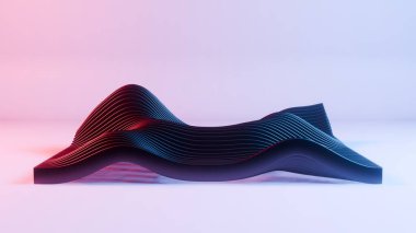 Bu büyüleyici görüntü, canlı kırmızı ve mavi ışıklarla aydınlatılan ve nostaljik ama geleceksel bir atmosferi çağrıştıran bir retro dalga manzarasını yansıtıyor..