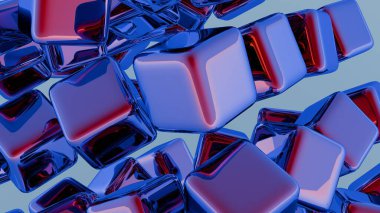 Birbirine bağlı blokların minimalist yorumlanması blok zincirini sembolize eder.