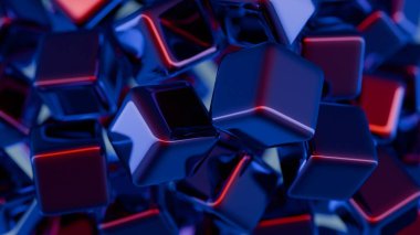 Birbirine bağlı blokların minimalist yorumlanması blok zincirini sembolize eder.