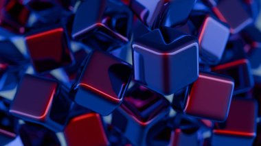 Birbirine bağlı blokların minimalist yorumlanması blok zincirini sembolize eder.