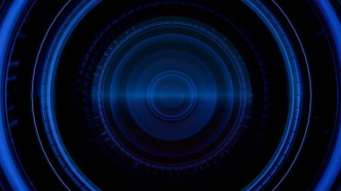 Çok renkli ışık boyama efektlerine sahip bir kamera merceğinin yakın çekimi lensin işlevi ve güzelliğinin canlı ve sanatsal bir yorumunu yaratıyor..