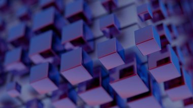 Canlı prizmatik şekiller 3 boyutlu uzayda şekil değiştiriyor, görsel ve dinamik bir etki yaratıyor..