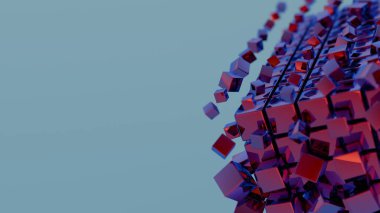 Canlı prizmatik şekiller 3 boyutlu uzayda şekil değiştiriyor, görsel ve dinamik bir etki yaratıyor..