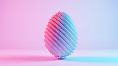 3 boyutlu minimalist Paskalya yumurtası tasarımı retro dalga estetiği ile klasik tatil unsurlarını modern bir bükülme ile harmanlıyor.