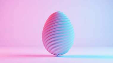 3 boyutlu minimalist Paskalya yumurtası tasarımı retro dalga estetiği ile klasik tatil unsurlarını modern bir bükülme ile harmanlıyor.