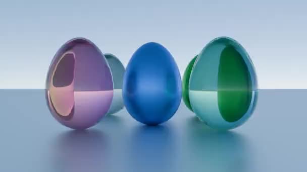 Diseño Minimalista Huevos Pascua Con Una Estética Retro Wave Combinando — Vídeos de Stock