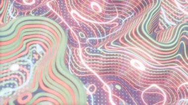 Neon retro dalga, canlı ve nostaljik estetik 80 'lerin anımsatıcısı, parlak renkler ve kalın geometrik şekiller.