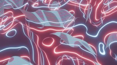 Neon retro dalga, canlı ve nostaljik estetik 80 'lerin anımsatıcısı, parlak renkler ve kalın geometrik şekiller.