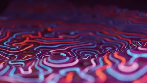 ネオンレトロな波は 明るい色と大胆な幾何学的な形を特徴とする80年代を彷彿とさせる 鮮やかでノスタルジックな美学です — ストック動画
