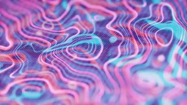 ネオンレトロな波は 明るい色と大胆な幾何学的な形を特徴とする80年代を彷彿とさせる 鮮やかでノスタルジックな美学です — ストック動画