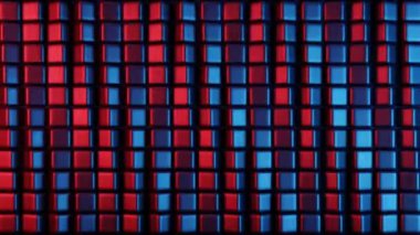 Basitleştirilmiş blockchain stilize geometrik şekillerle tasvir edilir, merkezi olmayan teknolojinin modern ve soyut bir temsilini sunar.