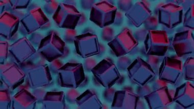 Basitleştirilmiş blockchain stilize geometrik şekillerle tasvir edilir, merkezi olmayan teknolojinin modern ve soyut bir temsilini sunar.