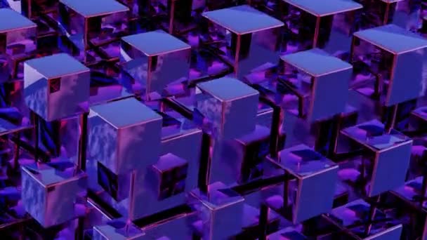 Basitleştirilmiş Blockchain Stilize Geometrik Şekillerle Tasvir Edilir Merkezi Olmayan Teknolojinin — Stok video