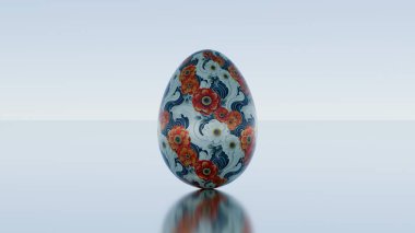 3 boyutlu minimalist Paskalya yumurtası tasarımı retro dalga desenli modern estetiği klasik bayram cazibesiyle harmanlıyor..
