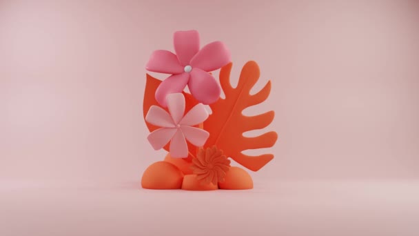 Floral Fusion Koraalgeneugten Een Pastelroze Wereld — Stockvideo