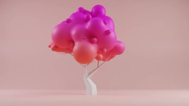 Soyut Kabarcık Ağacı: Pembe ve Turuncu İçinde Tuhaf Füzyon