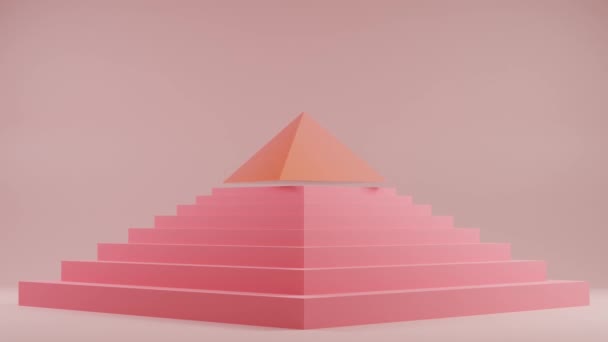 現代ピンクのピラミッド パステルシェードの幾何学的エレガンス — ストック動画
