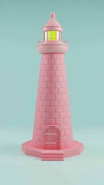 Charming Pastel Pink Lighthouse Faro Serenità Navigazione Costiera — Video Stock