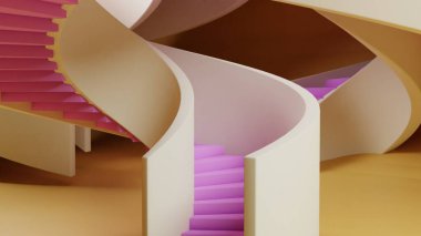 Soyut Pastel Merdiveni: Gerçeküstü Mimari Sarmal