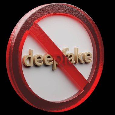 Güzel soyut illüstrasyon derin sahte Yasak işareti, yasaklama işareti, gri arkaplanda uyarı sembolü simgesi. 3D tasvir. Tasarım için arkaplan deseni....