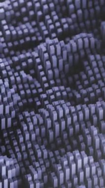 Basitleştirilmiş blockchain stilize geometrik şekillerle tasvir edilir, merkezi olmayan teknolojinin modern ve soyut bir temsilini sunar.