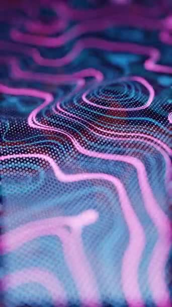 Цифрові Хвилі Гіпнотичний Потік Піксельних Стрічок — стокове відео