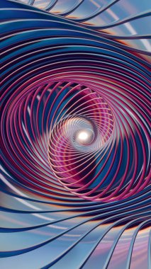 Üç boyutlu holografik girdap arka planında çeşitli renkler ve ilgi çekici bir döngü animasyonu var. Tasarım için desen. Döngü videosu.