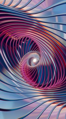 Üç boyutlu holografik girdap arka planında çeşitli renkler ve ilgi çekici bir döngü animasyonu var. Tasarım için desen. Döngü videosu.