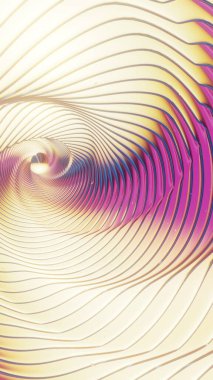 Üç boyutlu holografik girdap arka planında çeşitli renkler ve ilgi çekici bir döngü animasyonu var. Tasarım için desen. Döngü videosu.