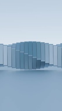 Basitleştirilmiş blockchain stilize geometrik şekillerle tasvir edilir, merkezi olmayan teknolojinin modern ve soyut bir temsilini sunar.