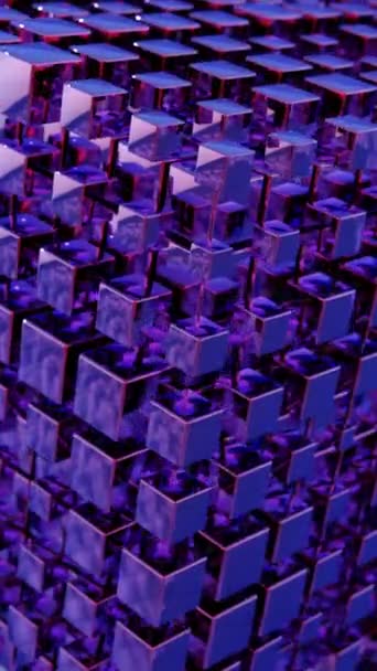 기술의 현대적이고 추상적인 표현을 제공하는 스타일화된 기하학적 모양을 묘사된 블록체인 — 비디오