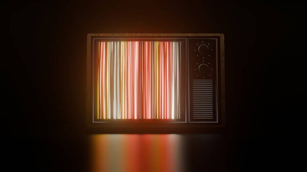 Анимация загрузки ретро-телевизора: неоновые накладки и визуальные эффекты поглаживания